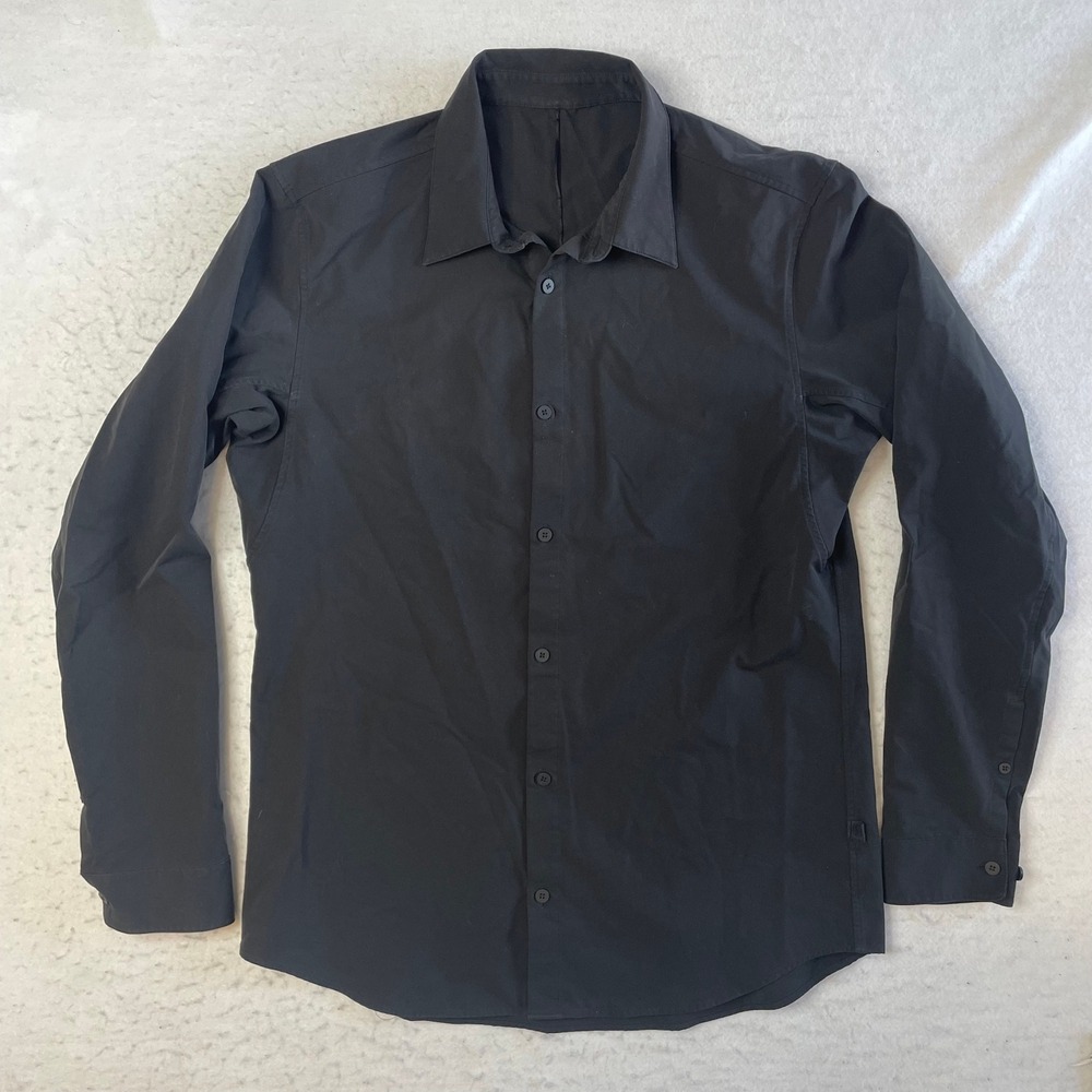 Lululemon Commission Button Down Mens M Black Long Sleeve Technical Shirt